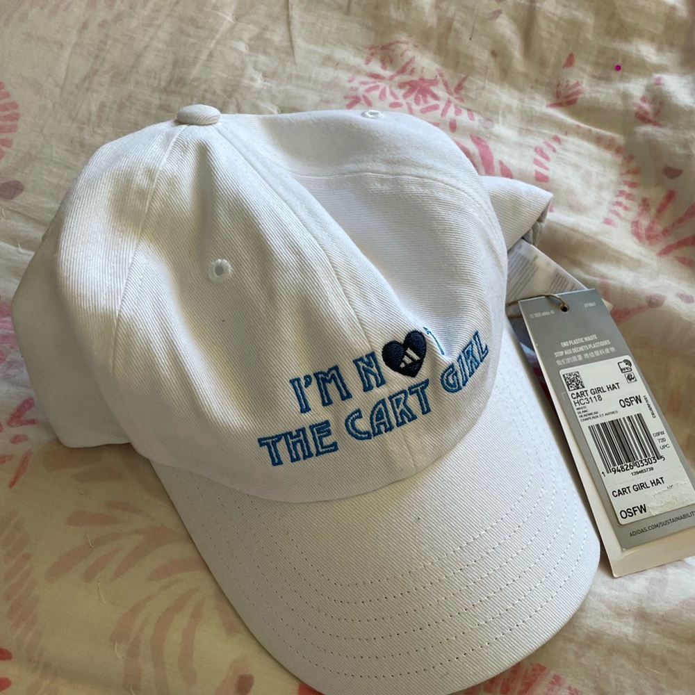 Euc adidas I’m Not the Cart Girl white and blue hat